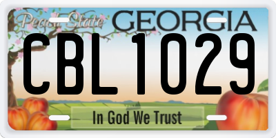 GA license plate CBL1029
