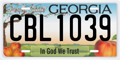GA license plate CBL1039