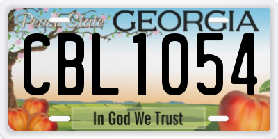 GA license plate CBL1054