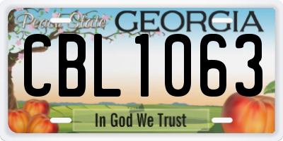 GA license plate CBL1063