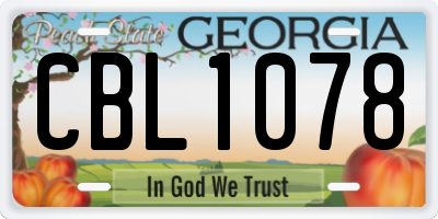 GA license plate CBL1078