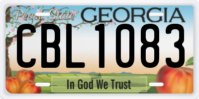 GA license plate CBL1083