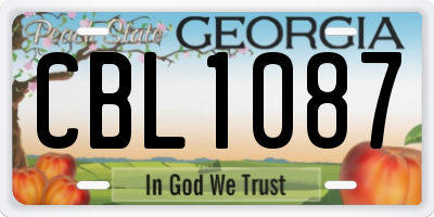 GA license plate CBL1087