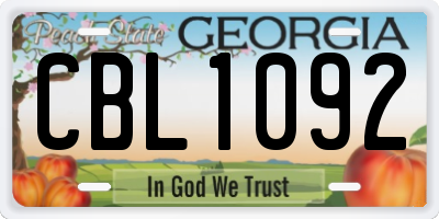 GA license plate CBL1092