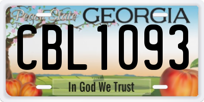GA license plate CBL1093