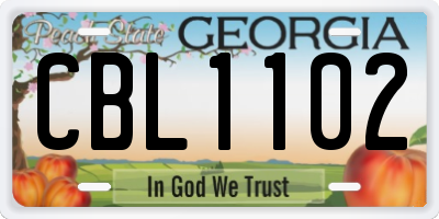 GA license plate CBL1102