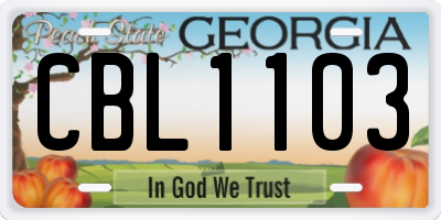 GA license plate CBL1103