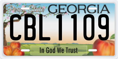 GA license plate CBL1109