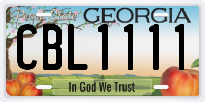 GA license plate CBL1111