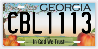 GA license plate CBL1113
