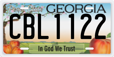 GA license plate CBL1122
