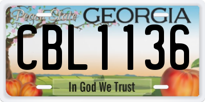 GA license plate CBL1136