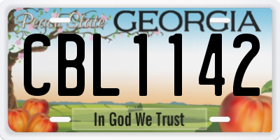 GA license plate CBL1142