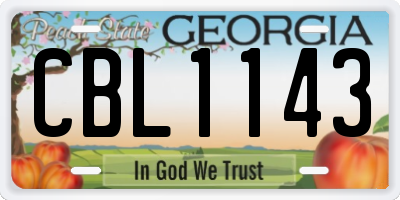 GA license plate CBL1143