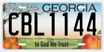 GA license plate CBL1144