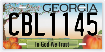 GA license plate CBL1145