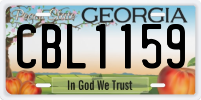 GA license plate CBL1159