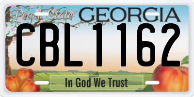 GA license plate CBL1162