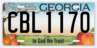 GA license plate CBL1170