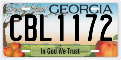 GA license plate CBL1172
