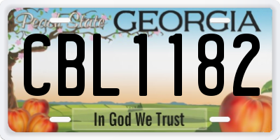 GA license plate CBL1182
