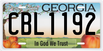 GA license plate CBL1192