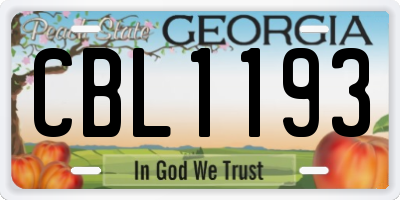 GA license plate CBL1193