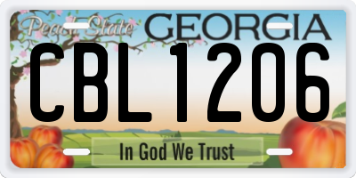 GA license plate CBL1206