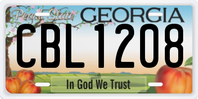 GA license plate CBL1208