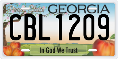 GA license plate CBL1209