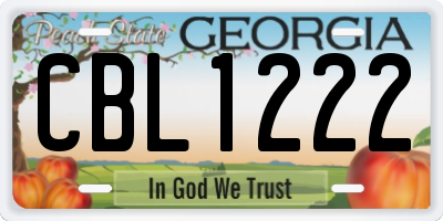 GA license plate CBL1222