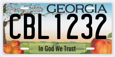 GA license plate CBL1232