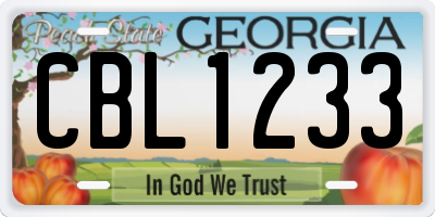 GA license plate CBL1233