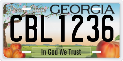 GA license plate CBL1236