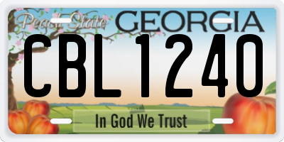GA license plate CBL1240