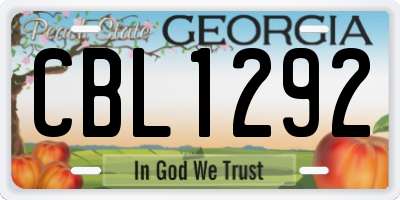 GA license plate CBL1292