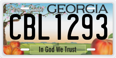 GA license plate CBL1293