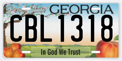 GA license plate CBL1318