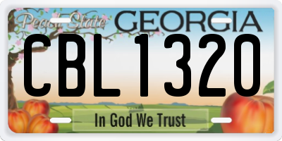 GA license plate CBL1320