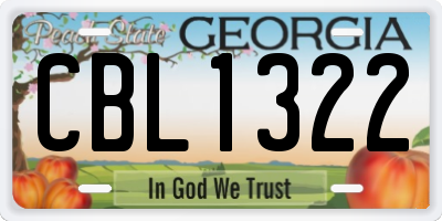 GA license plate CBL1322