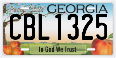 GA license plate CBL1325