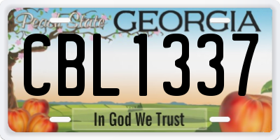 GA license plate CBL1337