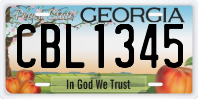 GA license plate CBL1345