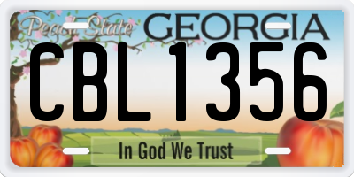 GA license plate CBL1356