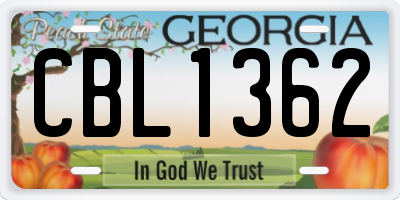 GA license plate CBL1362