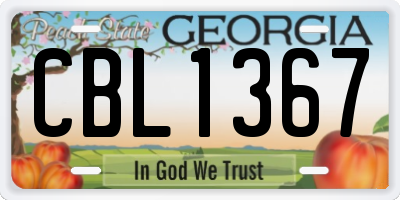 GA license plate CBL1367