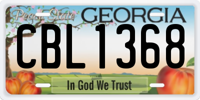GA license plate CBL1368