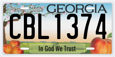 GA license plate CBL1374