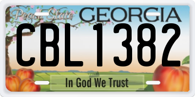 GA license plate CBL1382