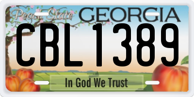 GA license plate CBL1389